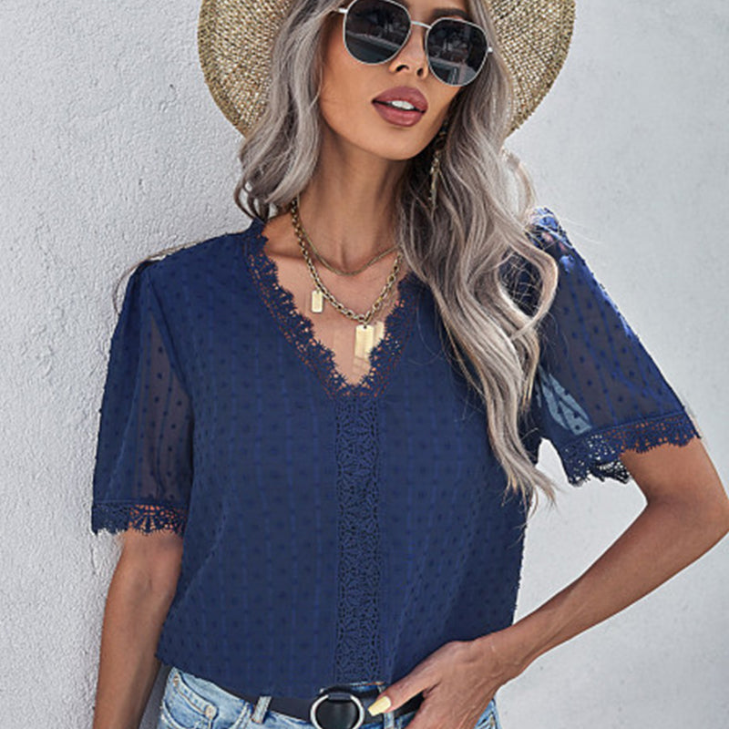 Sexy Lace V Neck Top